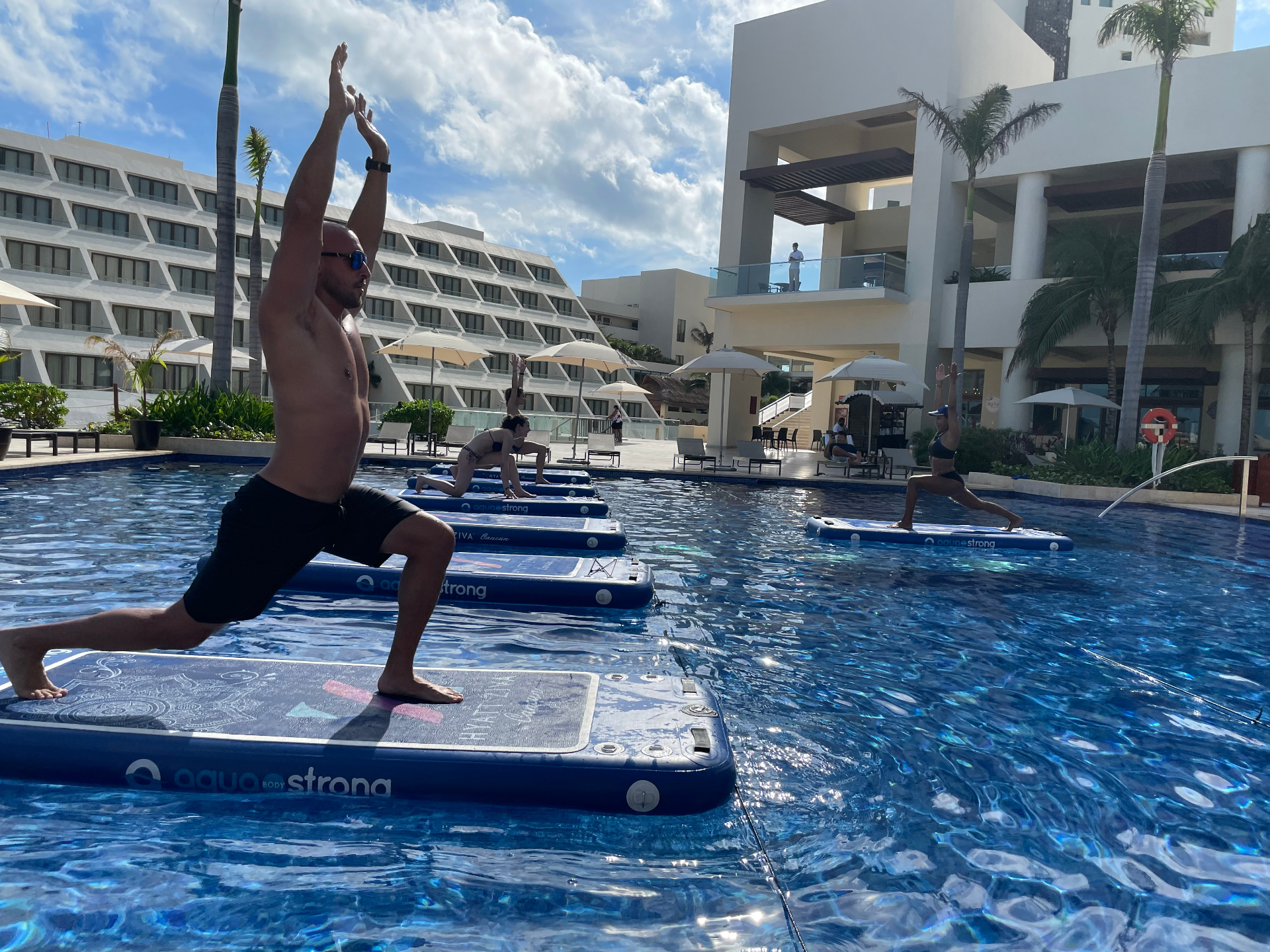 Pool yoga session