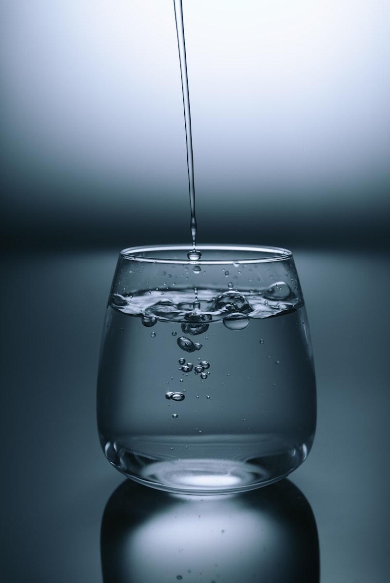 Glass of water on kitchen counter