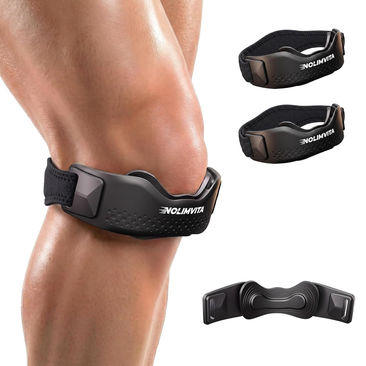 Patellar tendon strap worn just below the kneecap